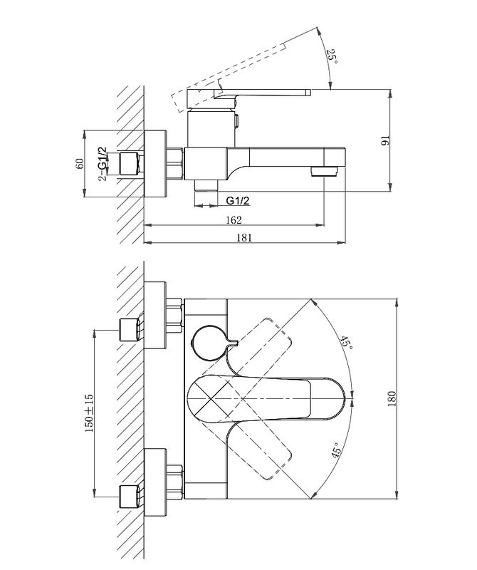 Смеситель для ванны с душем D&K Bayern.Fürth DA1523208 белый матовый