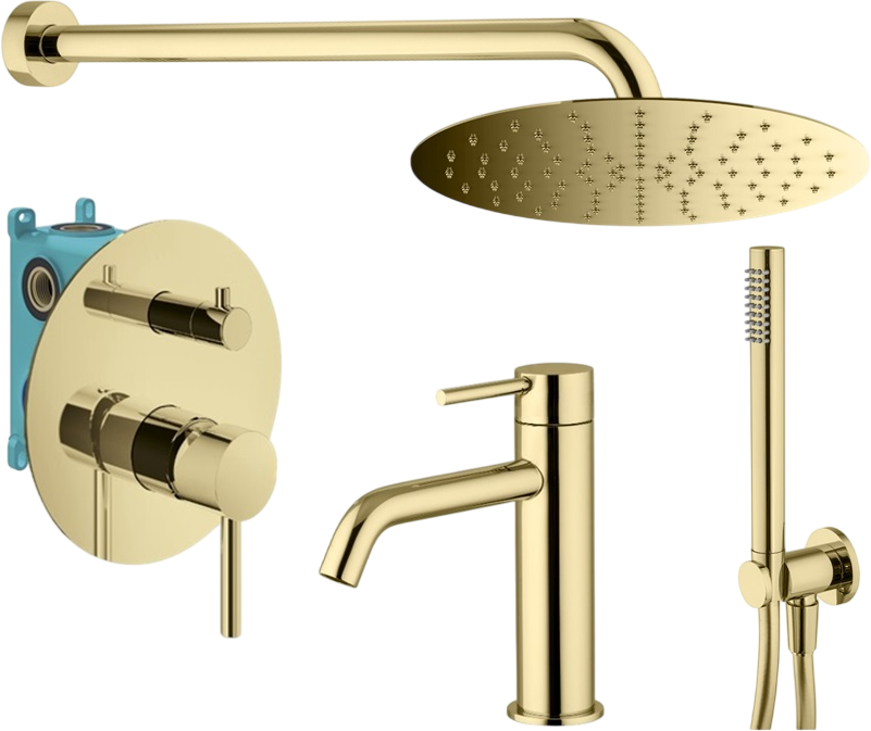 Комплект для ванной Plumberia Selection Ixo KITXO18OR53 С ВНУТРЕННЕЙ ЧАСТЬЮ, золото 24к