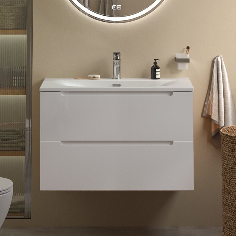 Мебель для ванной комнаты BelBagno Etna 80 bianco lucido, раковина BB-8099-80
