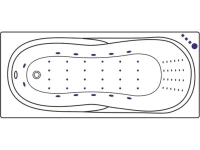 Акриловая ванна Excellent Sekwana Nano 170x75 см, встраиваемая, с гидромассажем, белая, с каркасом, со сливом-переливом, фурнитура золото