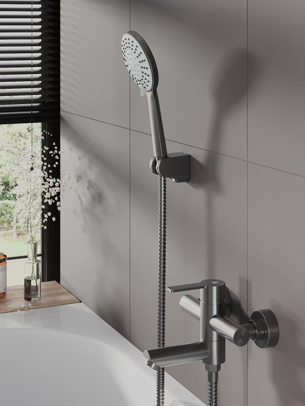 Смеситель для ванны с душем Agger Easy A3121255 оружейная сталь матовая