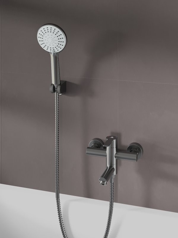 Смеситель для ванны с душем Agger Easy A3121255 оружейная сталь матовая