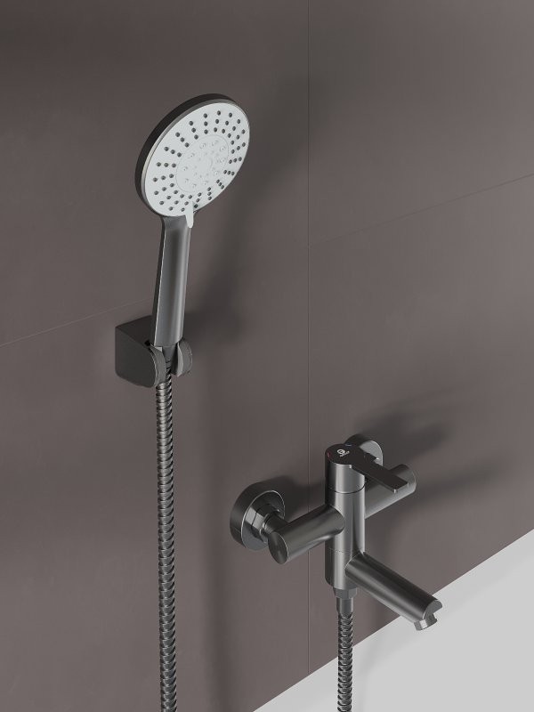 Смеситель для ванны с душем Agger Easy A3121255 оружейная сталь матовая