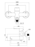 Смеситель для ванны с душем Agger Easy A3121255 оружейная сталь матовая Смеситель для ванны с душем Agger Easy A3121255 оружейная сталь матовая