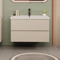 Тумба с раковиной SanStar Riana 100 подвесная, cappuccino, раковина Миранда 100