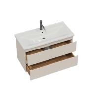 Тумба с раковиной SanStar Riana 100 подвесная, cappuccino, раковина Миранда 100