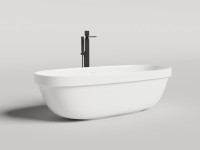 Ванна из искусственного камня Salini Greca In S-Stone 180x80 см, отдельностоящая, матовая белая, овальная, с донным клапаном