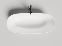 Ванна из искусственного камня Salini Greca In S-Stone 180x80 см, отдельностоящая, матовая белая, овальная, с донным клапаном