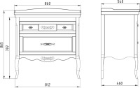 Тумба с раковиной ASB-Woodline Модерн 85 рошфор, белая патина