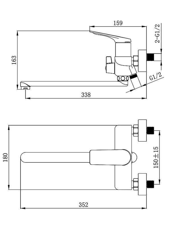 Смеситель с длинным изливом для ванны AZARIO Lursy AZ-K1749BN сатин