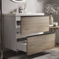 Мебель для ванной комнаты Vigo Cross 80 напольная, 2 ящика, светлое дерево