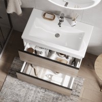 Мебель для ванной комнаты Vigo Cross 80 напольная, 2 ящика, светлое дерево