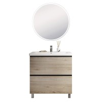 Мебель для ванной комнаты Vigo Cross 80 напольная, 2 ящика, светлое дерево