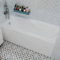 Акриловая ванна 1MarKa Vita Премиум 150x70 см, пристенная, белая, с каркасом, с экраном, со сливом-переливом
