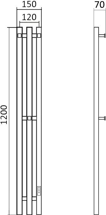 Полотенцесушитель электрический Маргроид Inaro3v профильный 120х12, графитовый серый