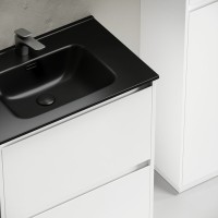 Тумба с раковиной Sancos Libra Floor 70 белый глянец, черная раковина CN7007MB