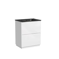 Тумба с раковиной Sancos Libra Floor 70 белый глянец, черная раковина CN7007MB