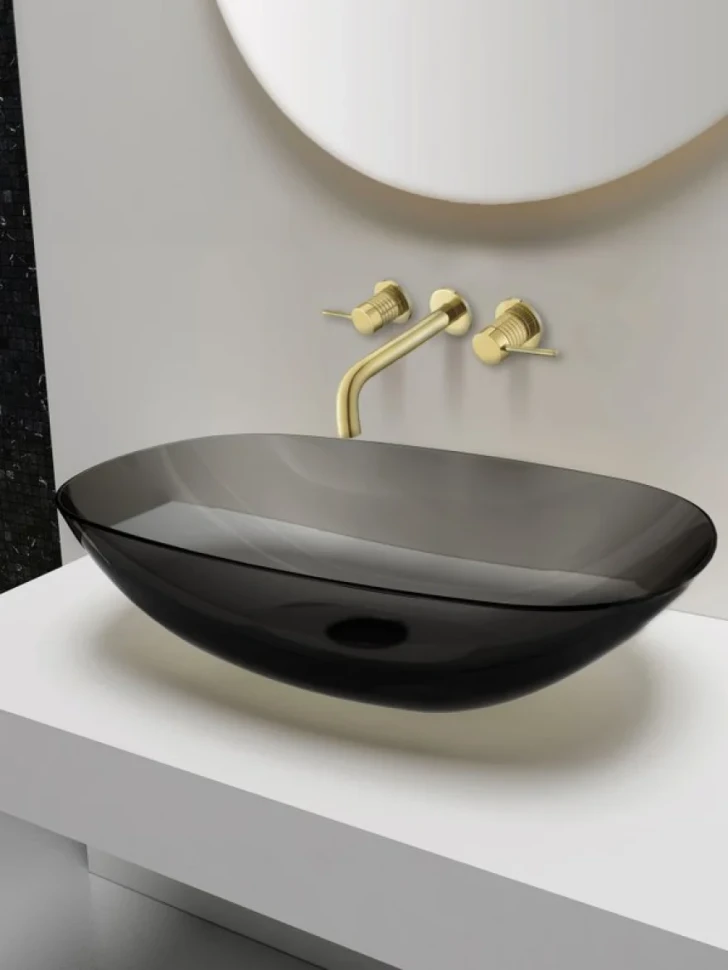 Смеситель для раковины Vincea Groove VBFW-4G1BG4 С ВНУТРЕННЕЙ ЧАСТЬЮ, брашированное золото