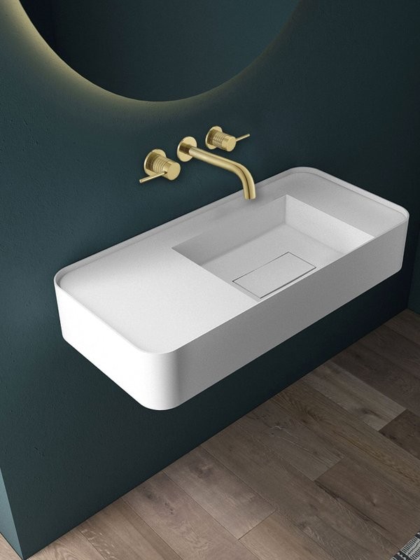 Смеситель для раковины Vincea Groove VBFW-4G1BG4 С ВНУТРЕННЕЙ ЧАСТЬЮ, брашированное золото