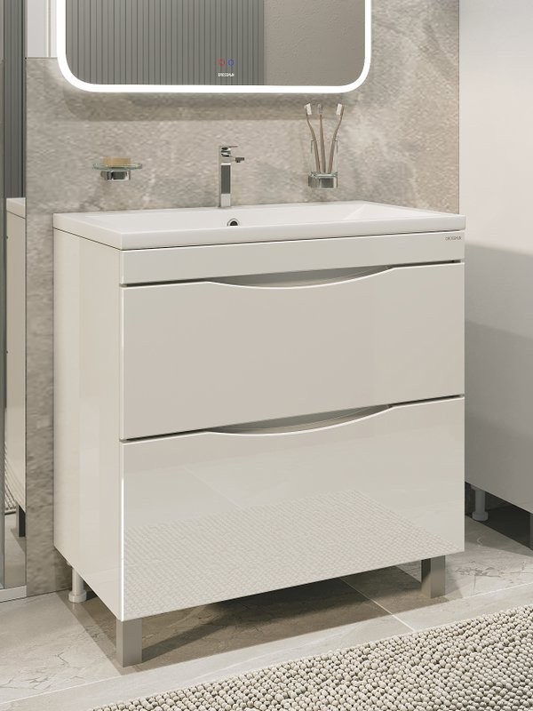 Тумба под раковину без столешницы Grossman Виста 80 напольная, белый глянец