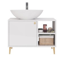 Тумба с раковиной Dreja Luno 80 напольная, со столешницей, белый глянец