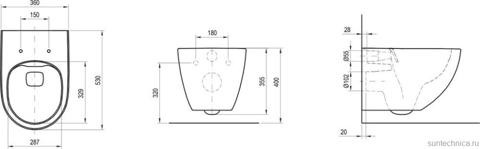 Унитаз подвесной Ravak Vita RimOFF безободковый, белый