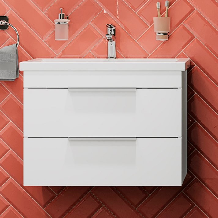 Мебель для ванной комнаты STWORKI Копенгаген 70 белая, подвесная, в современном стиле (комплект, гарнитур)