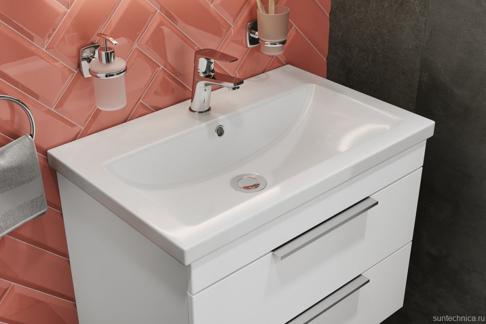 Мебель для ванной комнаты STWORKI Копенгаген 70 белая, подвесная, в современном стиле (комплект, гарнитур)