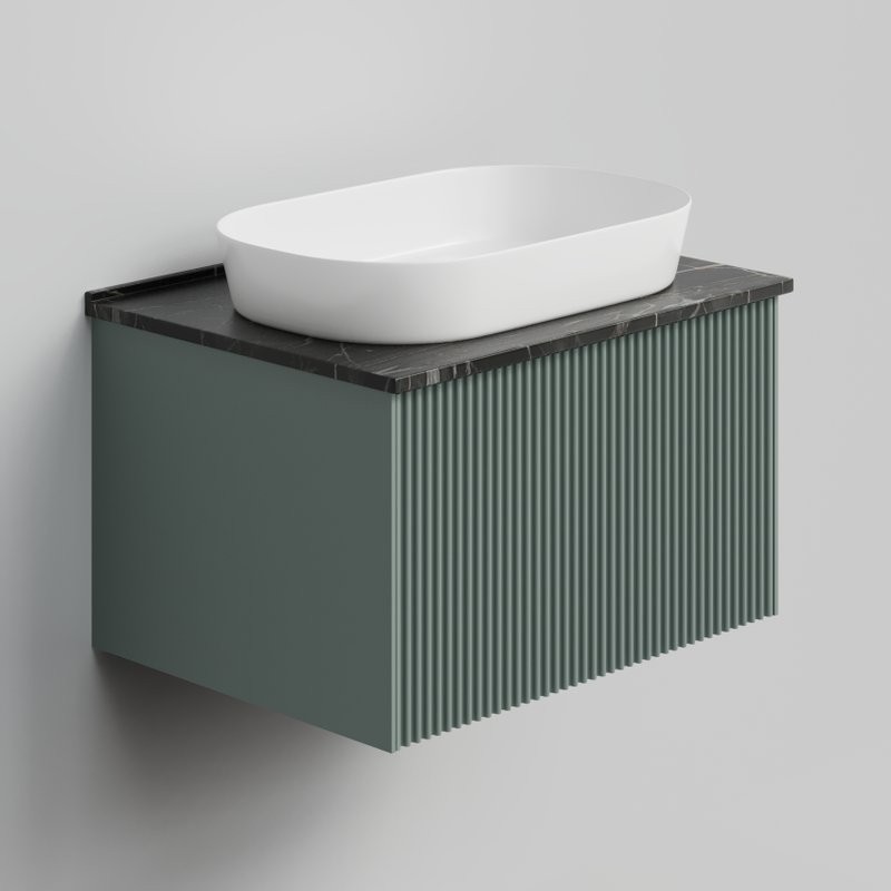 Тумба под раковину со столешницей La Fenice Terra 60 подвесная, grigio, столешница черный мрамор