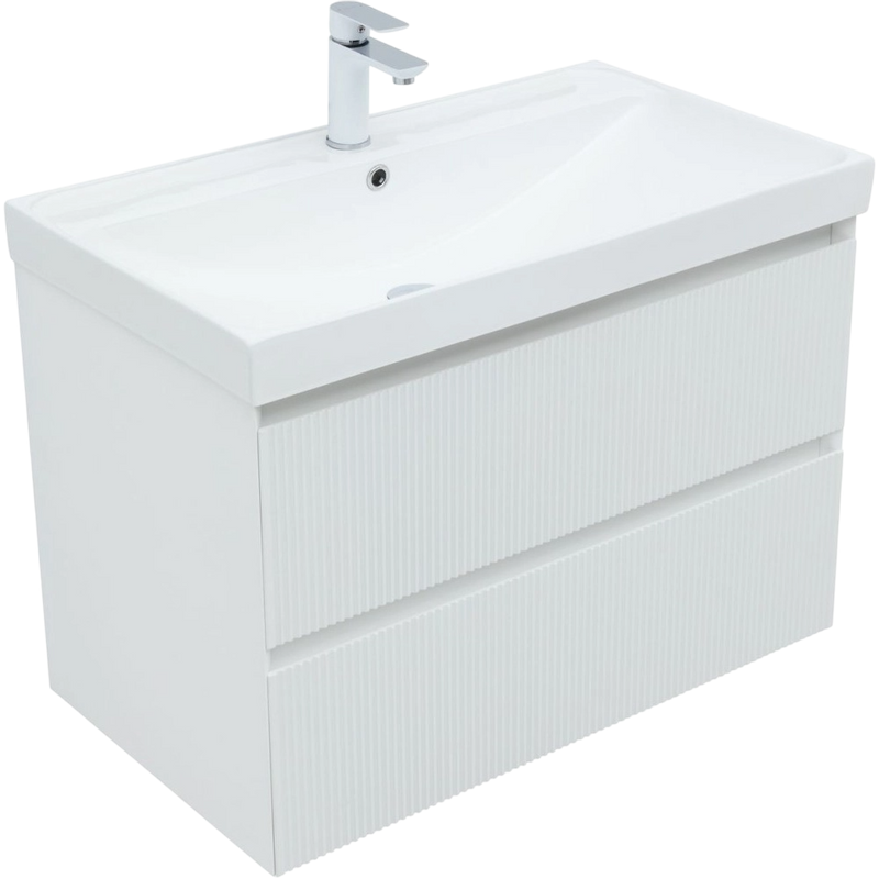 Тумба с раковиной Aquanet Альтера 80 подвесная, белая матовая