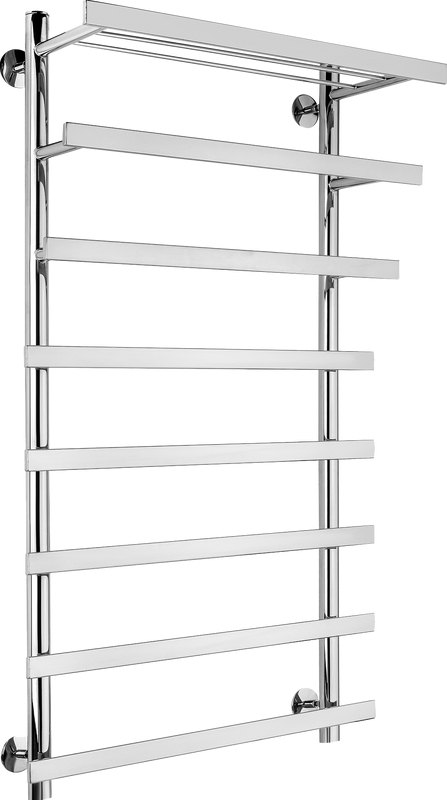 Полотенцесушитель электрический Secado Понтида 7 СП, L 100x60 см, подключение слева, глянцевый хром, лесенка, с полкой