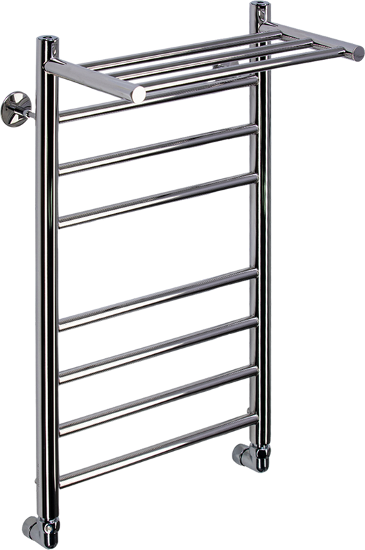 Полотенцесушитель водяной Comfysan Luce W-8 80х40 80x45 см, матовый хром, лесенка, с полкой