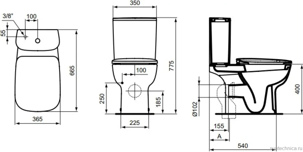 Унитаз-компакт напольный Ideal Standard Esedra T283401