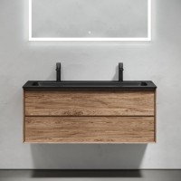 Тумба с раковиной Sancos Marmi 2.0 120 черная раковина, на двоих, дуб чарльстон