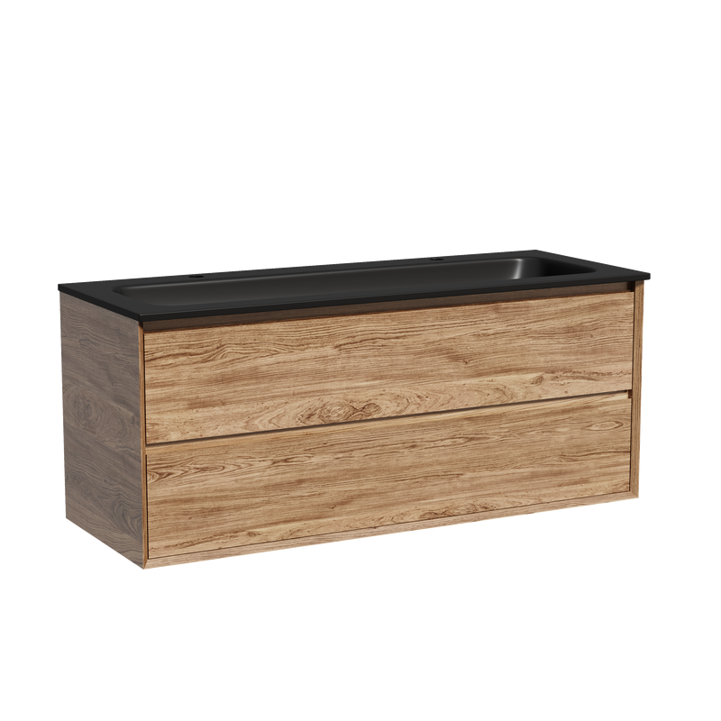 Тумба с раковиной Sancos Marmi 2.0 120 черная раковина, на двоих, дуб чарльстон