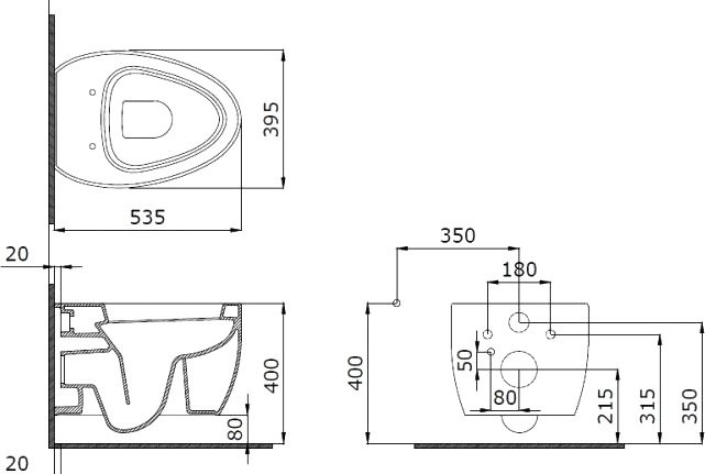 Унитаз подвесной BOCCHI Etna Etna (уценка: нет креплений, трещина возле выпуска, нет упаковки)