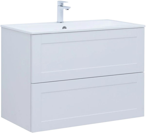 Тумба с раковиной Aquanet Терра 90 подвесная, белая матовая