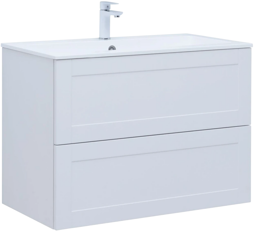 Тумба с раковиной Aquanet Терра 90 подвесная, белая матовая