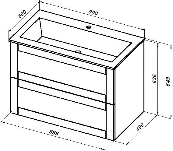 Тумба с раковиной Aquanet Терра 90 подвесная, белая матовая