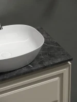 Тумба под раковину со столешницей Sancos Very 80 beige soft, столешница черный мрамор, с отв. под смеситель