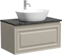 Тумба под раковину со столешницей Sancos Very 80 beige soft, столешница черный мрамор, с отв. под смеситель