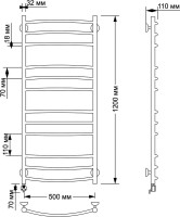 Полотенцесушитель электрический Secado Милан 3 125x55 см, подключение слева, бронза, лесенка, латунь