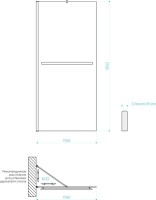 Душевая перегородка Maybahglass MGD-714-6ш 119 см, профиль черный, стекло прозрачное
