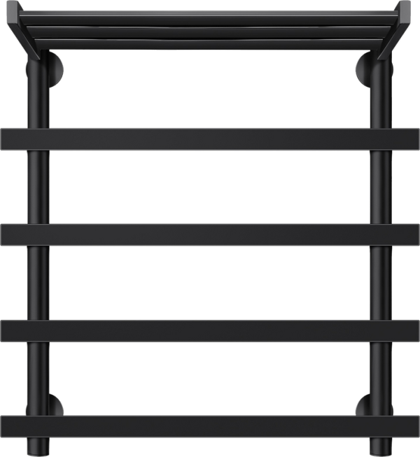 Полотенцесушитель водяной Secado Понтида 1 СП 60x60 см, матовый черный, лесенка, с полкой