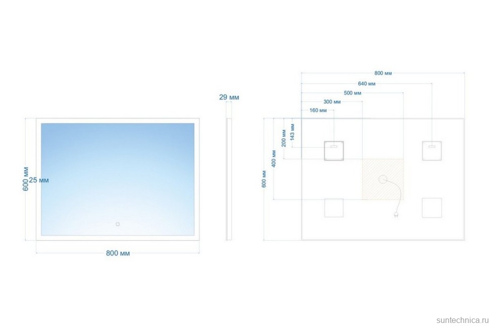 Зеркало Abber See AG6107S-0.8 80х60 см, с подсветкой