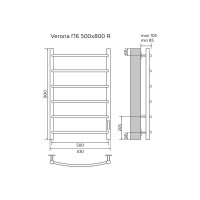 Полотенцесушитель электрический Azario VERONA 500/800 черный (AZ04858B)