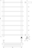 Полотенцесушитель электрический Secado Турин 1 СП 105x55 см, подключение справа, глянцевый хром, лесенка, с полкой