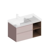 Мебель для ванной комнаты KERAMA MARAZZI Cubo 90, левая подвесная, мальва матовая, структурированный орех