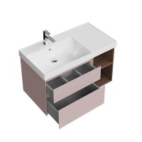 Мебель для ванной комнаты KERAMA MARAZZI Cubo 90, левая подвесная, мальва матовая, структурированный орех