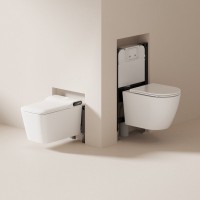 Комплект 2 в 1 Abber Rechteck AC1215S-AC0101P2 Унитаз-биде электронный, подвесной + Монтажная рама